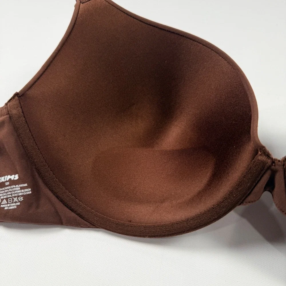 Skims Ultimate‎ Bra Women 32H Brown Excellent Push Up Plunge Underwire Seamless - Picture 6 of 7